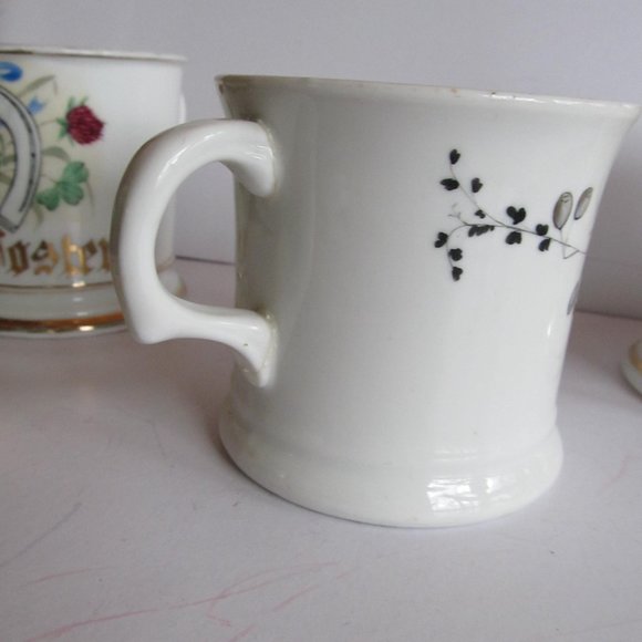 Dated 1857 Antique White Ironstone Shaving Mug barber Shop Decor Mug Shaving Mug - Picture 5 of 8